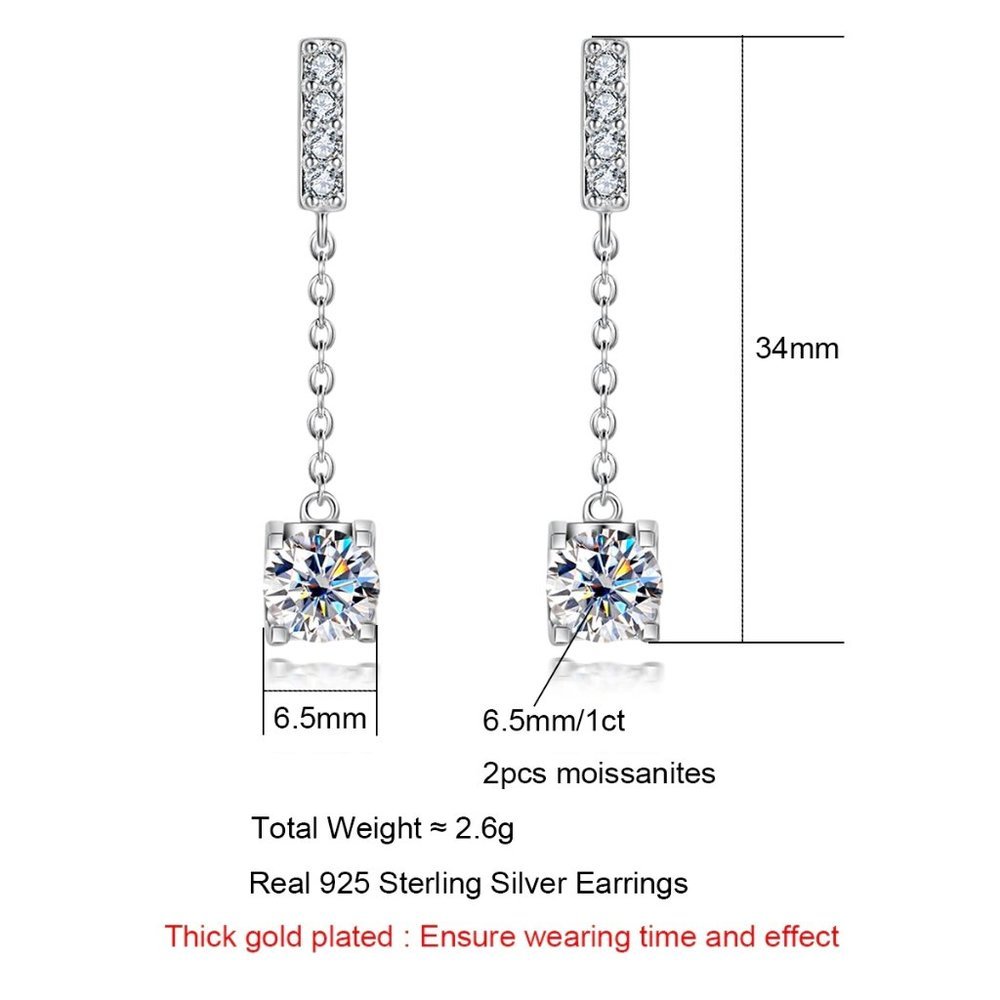 Certified 2ct. t.w. Moissanite Diamond Drop Earrings NEW A - Picture 6 of 13